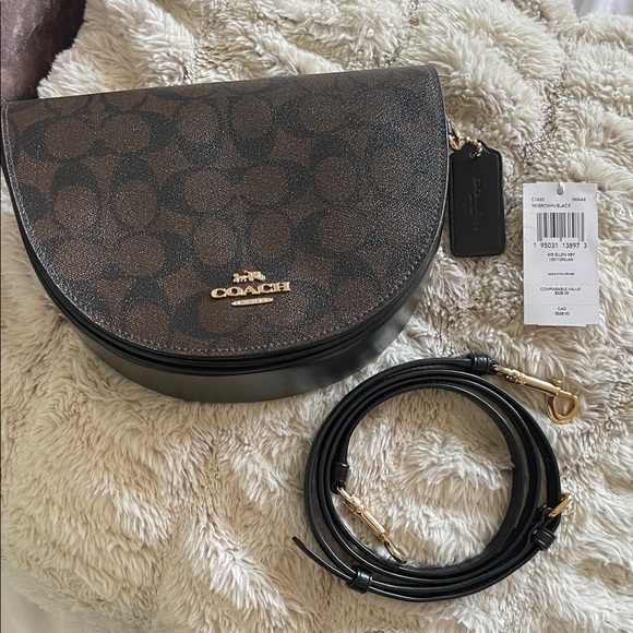 Coach Signature Ellen Xby Brown and Black Crossbody Bag - Picture 1 of 13